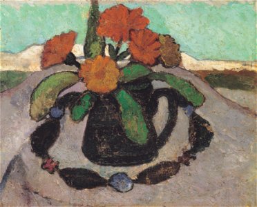 Modersohn-Becker - Stillleben mit Ringelrosen vor Landschaft