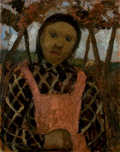Paula Modersohn-Becker - Mädchen in Dämmerung mit karierter Bluse (ca. 1904)