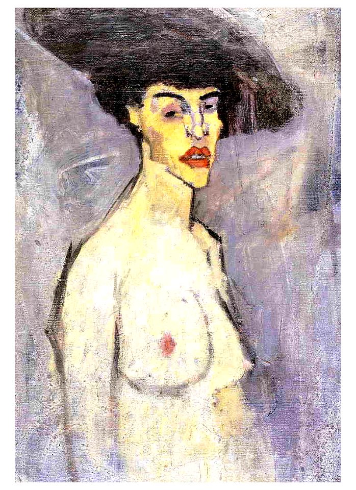 Modigliani - Nude with hat (Maud Abrantes on verso), 1908-1909