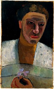 Paula Moderson-Becker - Brustbild Lee Hoetger mit Blume (1906)
