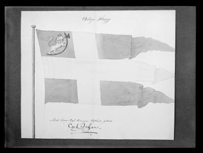 Modellritning örlogsflagga Norge - Livrustkammaren - 77182