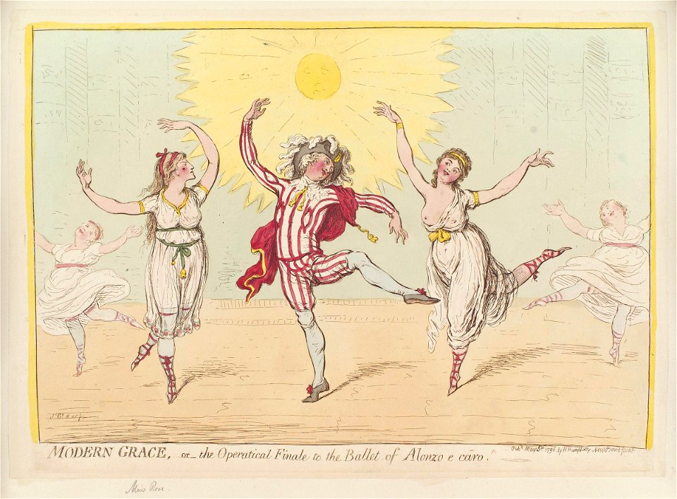 Modern grace, - or - the operatical finale to the ballet of Alonzo e Caro by James Gillray. Free illustration for personal and commercial use.