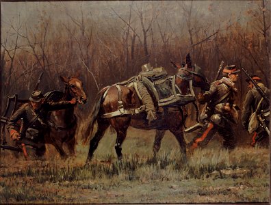 Mobiles conduisant des mulets d'ambulance, fragment du panorama de La Bataille de Champigny
