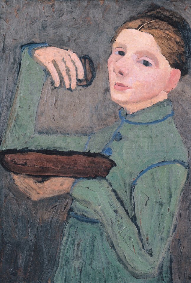 Modersohn-Becker - Selbstbildnis, Halbfigur nach links, eine Schale und ein Glas haltend - ca1904