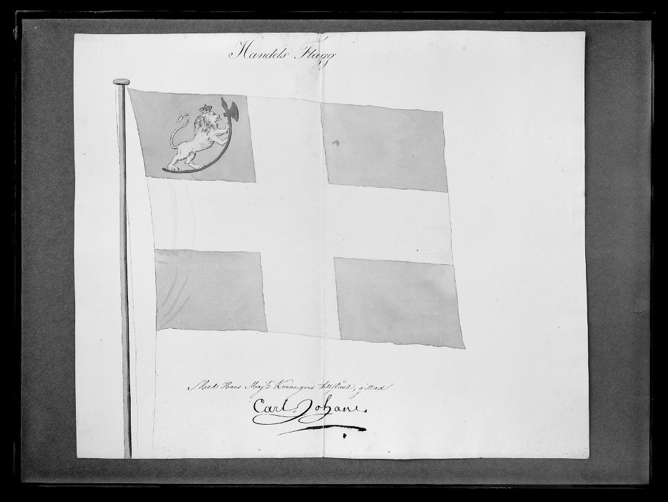 Modellritning örlogsflagga Norge - Livrustkammaren - 138