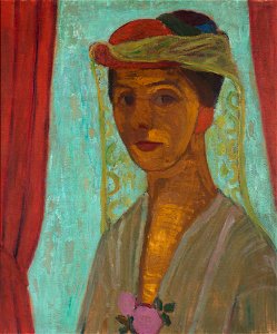 Paula Modersohn-Becker - Self-portrait with hat and veil - Google Art Project. Free illustration for personal and commercial use.
