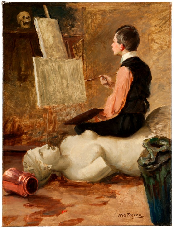 Nils Forsberg jr i Paris-ateljén (Nils Forsberg) - Nationalmuseum - 149869