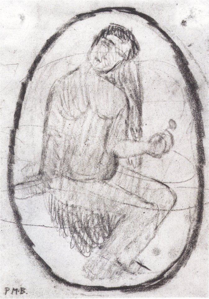 Modersohn-Becker - Sitzender Akt mit Blume in der Linken