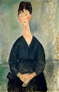 Amedeo Modigliani - Café Singer (1917). Free illustration for personal and commercial use.
