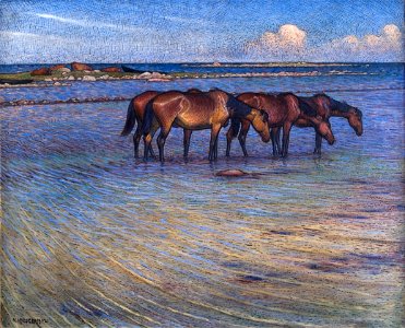 Nils Kreuger Horses Cooling Themselves in Water Thielska 177