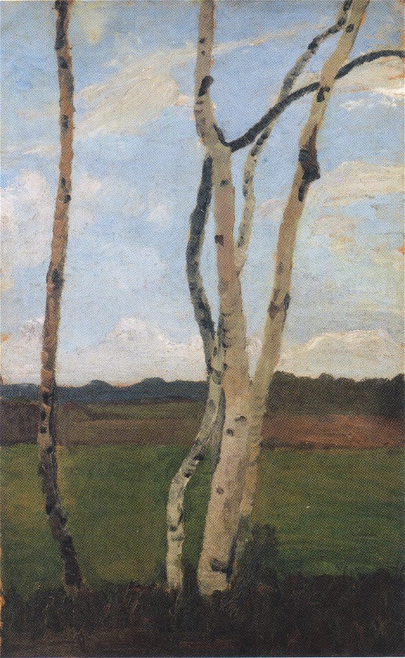 Modersohn-Becker - Birkenstämme vor Landschaft