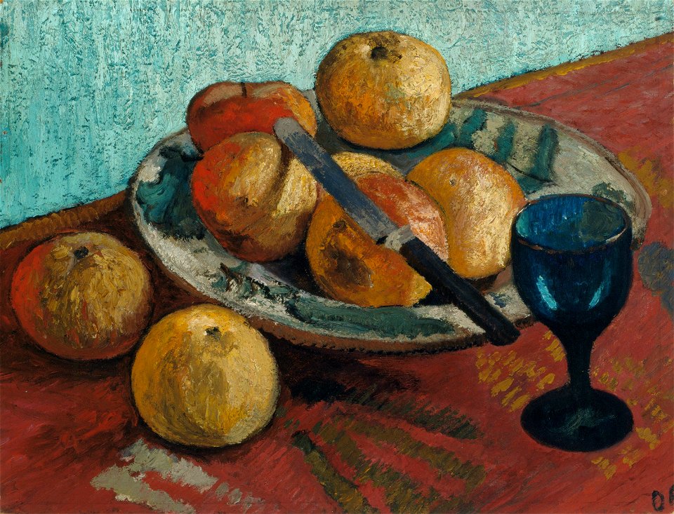 Paula Moderson-Becker - Stillleben mit Äpfeln und grünem Glas (1906)