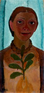 Paula Modersohn-Becker - Selbstbildnis mit Kamelienzweig (ca. 1907). Free illustration for personal and commercial use.