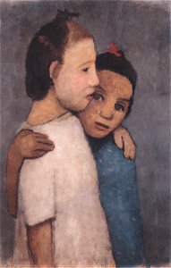 Moderson-Becker - Zwei Mädchen in weißem und blauem Kleid - 1906