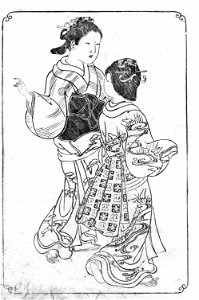 Nishikawa Sukenobu, 1739, Ehon Asakayama,4 gris