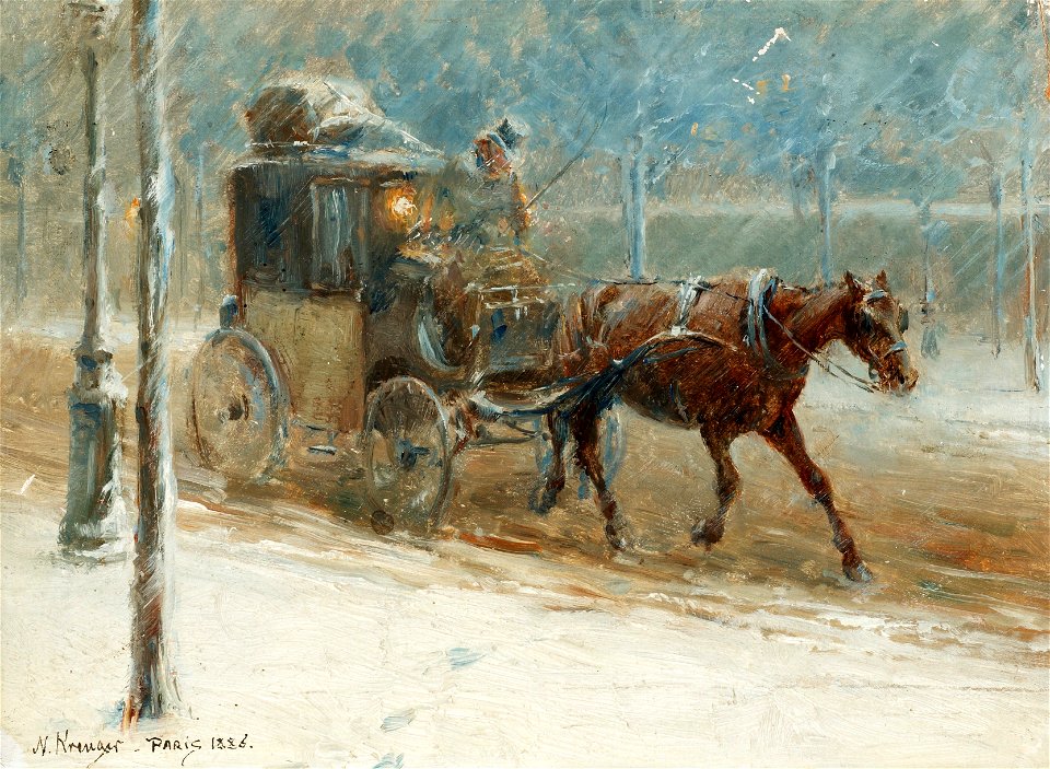 Nils Kreuger-Vintrig boulevardscen med hästdroska