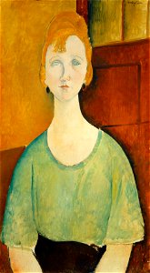 Amedeo Modigliani - Girl in a green blouse (1917). Free illustration for personal and commercial use.