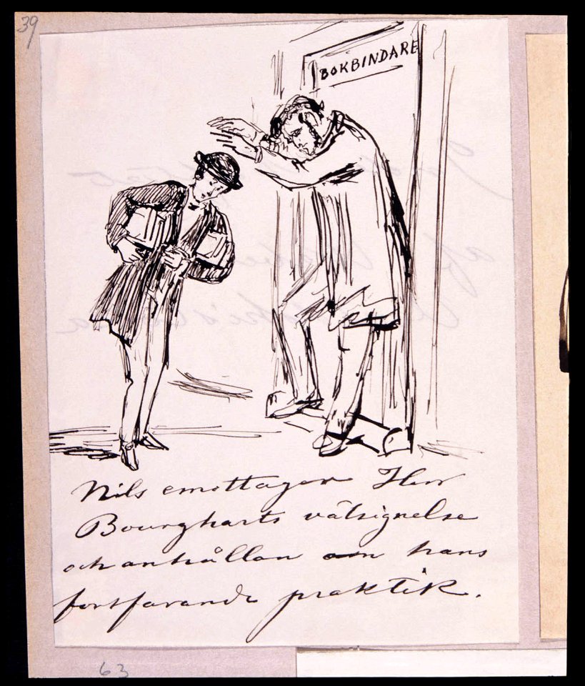 Nils emottager Herr Bourgharts välsignelse och anhållan om hans fortfarande praktik. Fritz von Dardel - Nordiska Museet - NMA.0043695