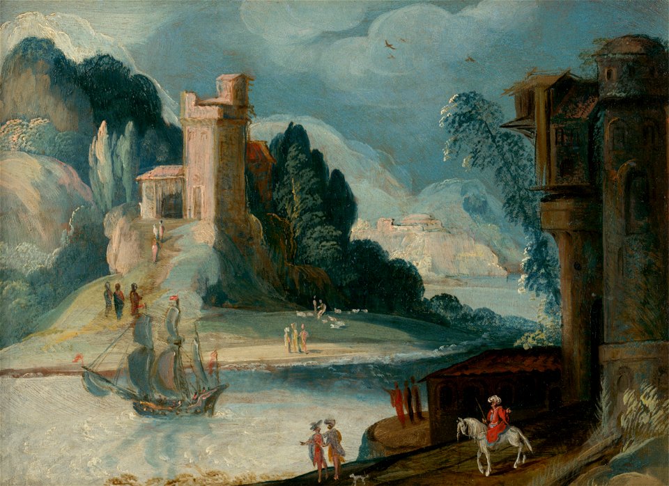 Nizozemský maliar z konca 16. storočia - Landscape with a River and a Castle - O 3421 - Slovak National Gallery
