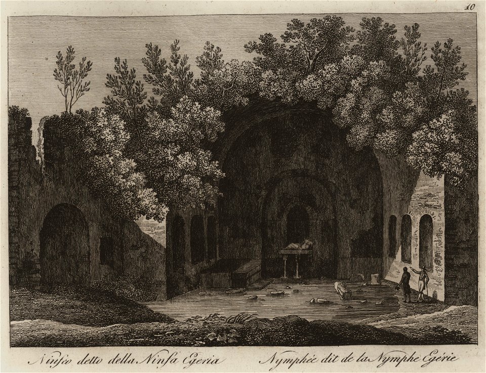 Ninfeo detto della Ninfa Egeria - Li Monumenti Piú Celebri Di Roma Antica E Moderna Disegnati Da Vero Ed Incisi Dai Migliori Artisti Rome Presso Po - 1850
