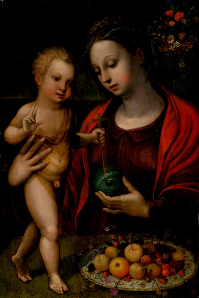 Nizozemský maliar z polovice 16. storočia - Madona s dieťaťom pri stole - O 1022 - Slovak National Gallery
