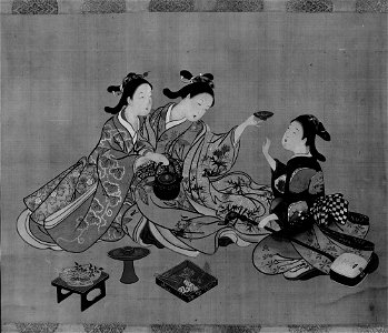 Nishikawa Sukenobu - Three Girls Having Tea - 52.160.5 - Metropolitan Museum of Art