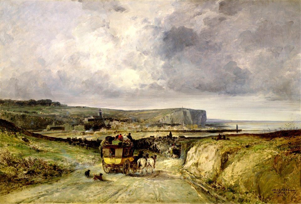 Jules Achille Noël - L'Arrivee d'une Diligence au Tréport (1878)