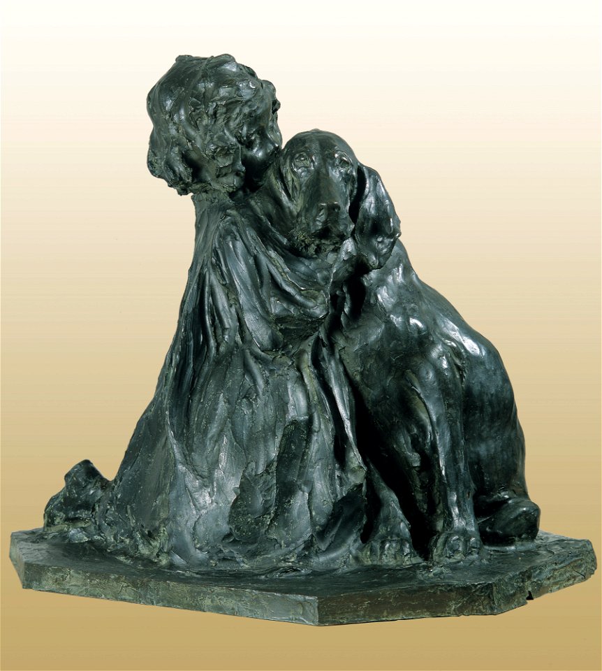 Niña con perro - Paolo Troubetzkoy