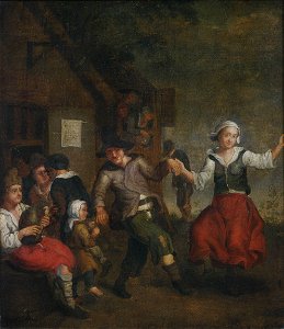 NL 17th century Peasants dancing 2. Free illustration for personal and commercial use.