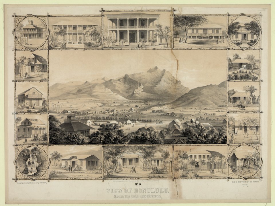 No. 6. View of Honolulu, from the Catholic church - Emmert, fecit ; drawn from nature by Paul Emmert. LCCN2004670380