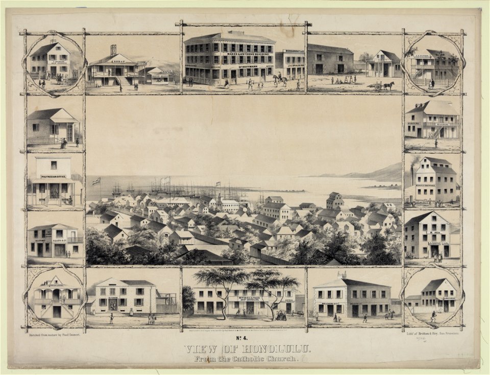No. 4. View of Honolulu. From the Catholic church - drawn from nature by Paul Emmert. LCCN2003681554