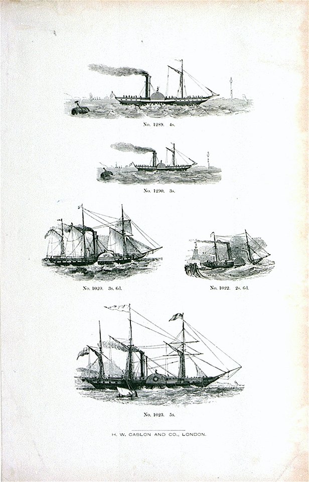 No.1289. 4s. No.1290. 3s. No.1020. 3s.6d. No.1022. 2s.6d. No.1023. 5s. H.W. Caslon and Co., London RMG PU6679