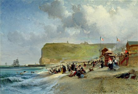 Jules Achille Noël - Crinolines sur la plage, Fecamp (1871)