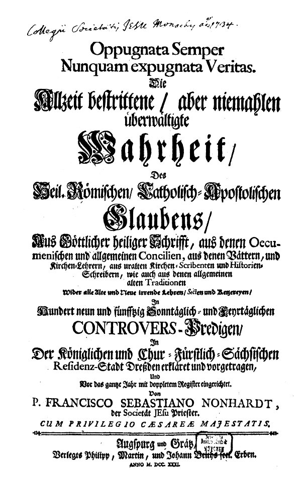 Nonhardt Oppugnata Veritas