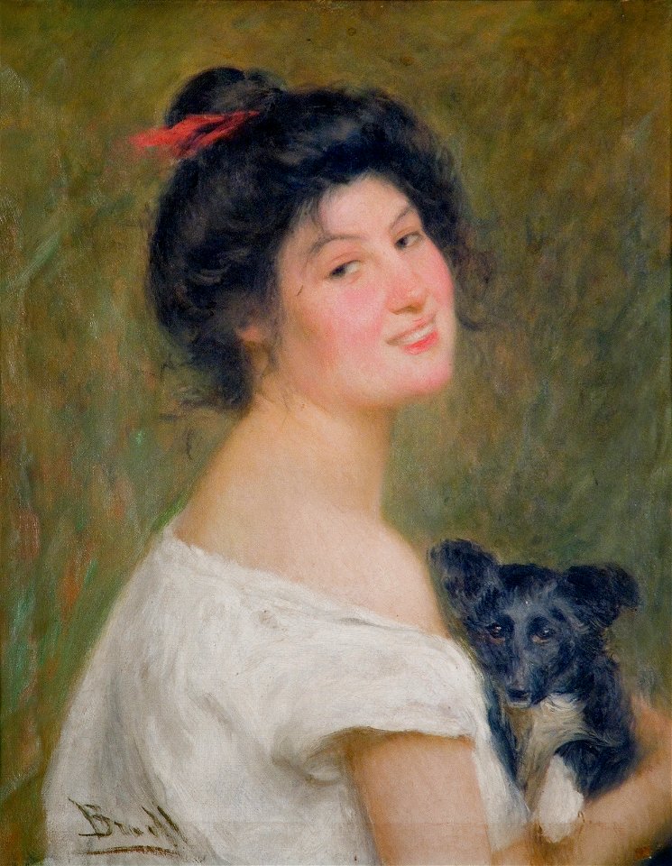 Noia amb gos - Joan Brull i Vinyoles (1863-1912)