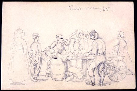 Marknad i Töreboda 23 augusti 1865. Fritz von Dardel - Nordiska Museet - NMA.0043708