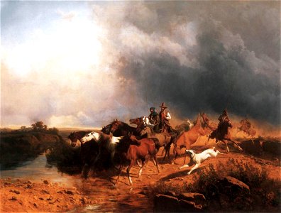 Markó, András - Italian Landscape with Galoping Horses (1871)