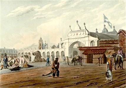 Market Place - Emeric Essex Vidal - Picturesque illustrations of Buenos Ayres and Monte Video (1820). Free illustration for personal and commercial use.