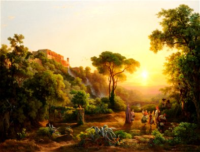 Markó, Károly - Landscape at Tivoli, with a Scene from the Grape Harvest - Google Art Project. Free illustration for personal and commercial use.