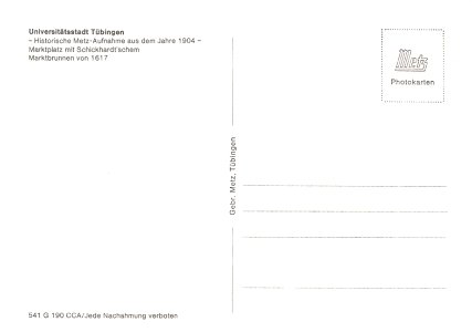 Marktplatz Tübingen vom Rathaus 1904 (AK 541G190 Gebr. Metz) R