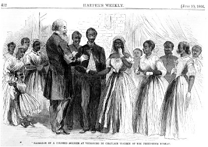 Marriage of a colored soldier at Vicksburg by Chaplain Warren of the Freedmen's Bureau LCCN2009630217 (cropped)