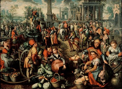 Market Scene, Ecce Homo, the Flagellation and the Carrying of the Cross (Joachim Beuckelaer) - Nationalmuseum - 17271
