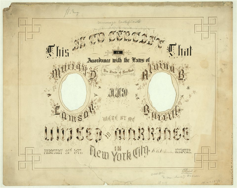 Marriage certificate LCCN2004662397