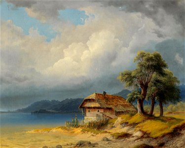 Markus Pernhart - Lake Wörthersee, A Fishing Hut. Free illustration for personal and commercial use.