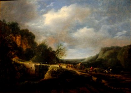 Heuvellandschap met overval op een reiswagen Bonnefantenmuseum 1750
