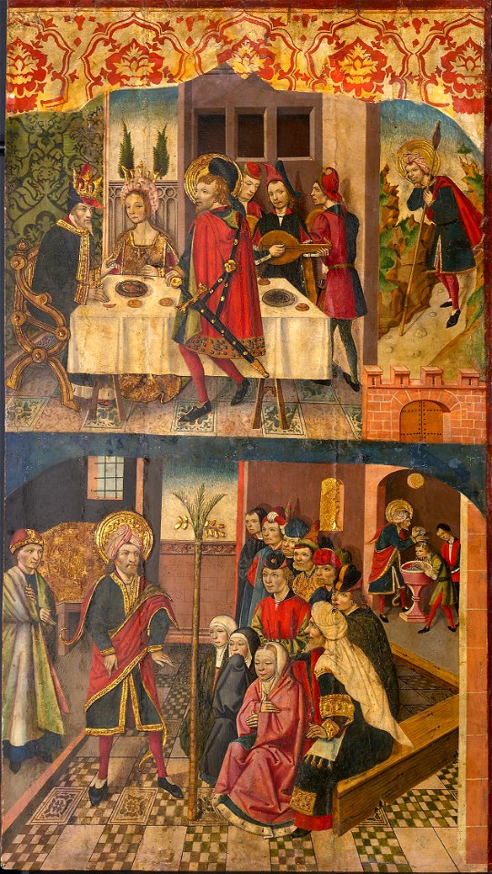 Martin de Soria - Saint Christopher Taking Leave of the King Who Feared Satan, Saint Christopher and His Converts - 1962.965 - Art Institute of Chicago