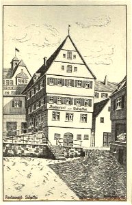 Martin Fischer - Restaurant zur Schottei (gezeichn AK um 1930)