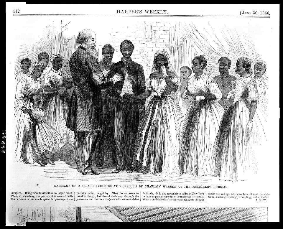 Marriage of a colored soldier at Vicksburg by Chaplain Warren of the Freedmen's Bureau LCCN2009630217