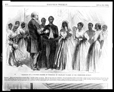 Marriage of a colored soldier at Vicksburg by Chaplain Warren of the Freedmen's Bureau LCCN2009630217