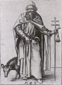 Martin Schongauer - Der heilige Antonius stehend (L 53)